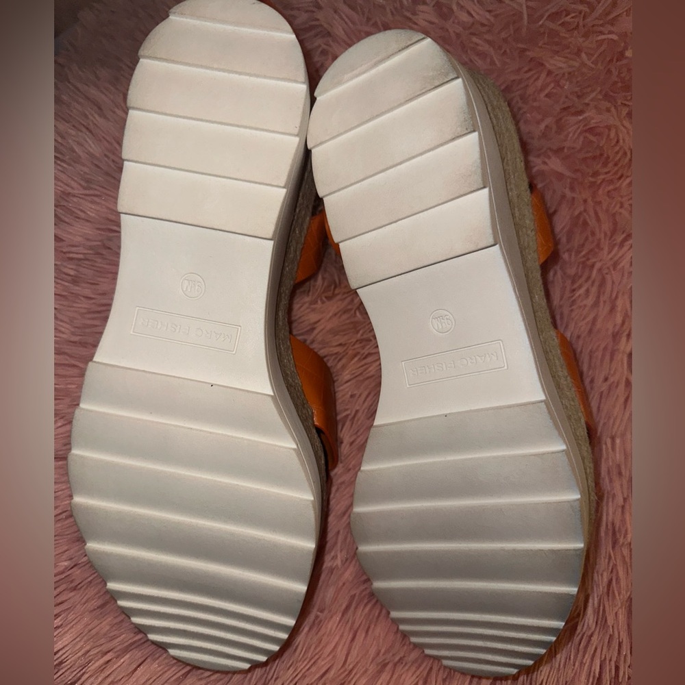 Orange wedge sandals never worn brand new still in box